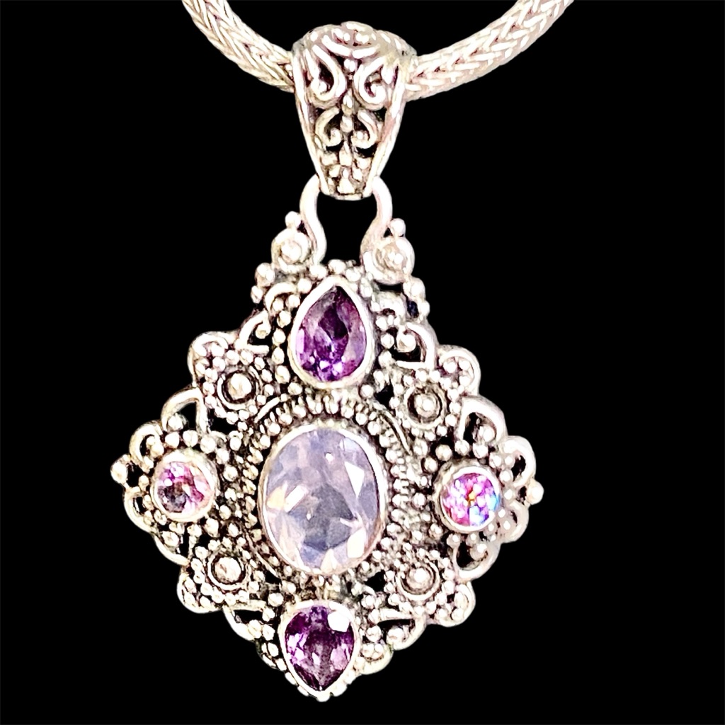 Elegant Sarda Silver And Purple Amethyst Pendant